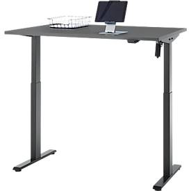 Schreibtisch, elektrisch höhenverstellbar, Rechteck, T-Fuß, B 1200 x T 800 x H 720-1200 mm, graphit/schwarz