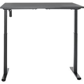 Schreibtisch, elektrisch höhenverstellbar, Rechteck, T-Fuß, B 1200 x T 800 x H 720-1200 mm, graphit/schwarz