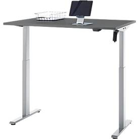 Schreibtisch, elektrisch höhenverstellbar, Rechteck, T-Fuß, B 1200 x T 800 x H 720-1200 mm, graphit/silber