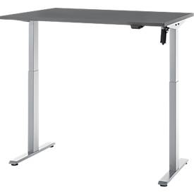Schreibtisch, elektrisch höhenverstellbar, Rechteck, T-Fuß, B 1200 x T 800 x H 720-1200 mm, graphit/silber