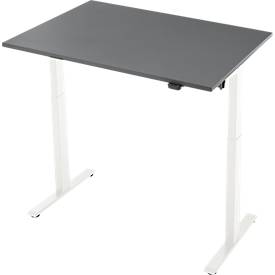 Schreibtisch, elektrisch höhenverstellbar, Rechteck, T-Fuß, B 1200 x T 800 x H 720-1200 mm, graphit/weiß