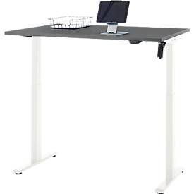 Schreibtisch, elektrisch höhenverstellbar, Rechteck, T-Fuß, B 1200 x T 800 x H 720-1200 mm, graphit/weiß
