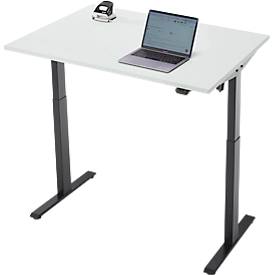 Schreibtisch, elektrisch höhenverstellbar, Rechteck, T-Fuß, B 1200 x T 800 x H 720-1200 mm, lichtgrau/schwarz