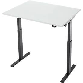 Schreibtisch, elektrisch höhenverstellbar, Rechteck, T-Fuß, B 1200 x T 800 x H 720-1200 mm, lichtgrau/schwarz
