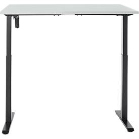 Schreibtisch, elektrisch höhenverstellbar, Rechteck, T-Fuß, B 1200 x T 800 x H 720-1200 mm, lichtgrau/schwarz