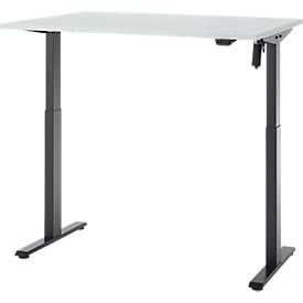 Schreibtisch, elektrisch höhenverstellbar, Rechteck, T-Fuß, B 1200 x T 800 x H 720-1200 mm, lichtgrau/schwarz