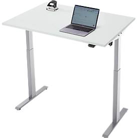 Schreibtisch, elektrisch höhenverstellbar, Rechteck, T-Fuß, B 1200 x T 800 x H 720-1200 mm, lichtgrau/silber
