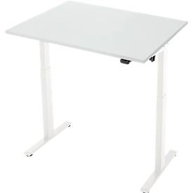 Schreibtisch, elektrisch höhenverstellbar, Rechteck, T-Fuß, B 1200 x T 800 x H 720-1200 mm, lichtgrau/weiß