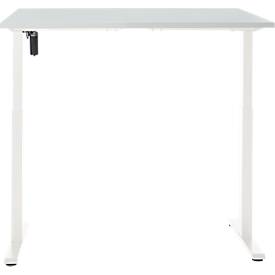 Schreibtisch, elektrisch höhenverstellbar, Rechteck, T-Fuß, B 1200 x T 800 x H 720-1200 mm, lichtgrau/weiß