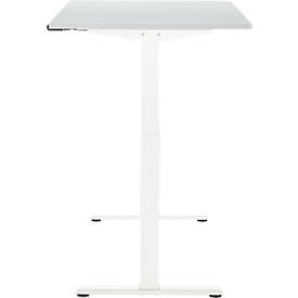 Schreibtisch, elektrisch höhenverstellbar, Rechteck, T-Fuß, B 1200 x T 800 x H 720-1200 mm, lichtgrau/weiß