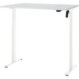 Schreibtisch, elektrisch höhenverstellbar, Rechteck, T-Fuß, B 1200 x T 800 x H 720-1200 mm, lichtgrau/weiß