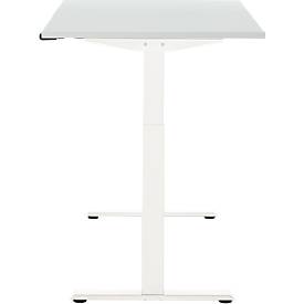 Schreibtisch, elektrisch höhenverstellbar, Rechteck, T-Fuß, B 1200 x T 800 x H 720-1200 mm, lichtgrau/weiß