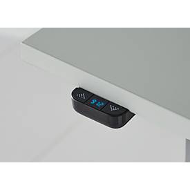 Schreibtisch, elektrisch höhenverstellbar, Rechteck, T-Fuß, B 1200 x T 800 x H 720-1200 mm, lichtgrau/weiß