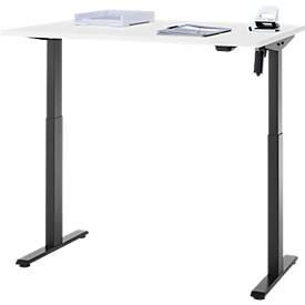 Schreibtisch, elektrisch höhenverstellbar, Rechteck, T-Fuß, B 1200 x T 800 x H 720-1200 mm, weiß/schwarz