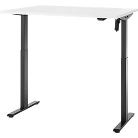 Schreibtisch, elektrisch höhenverstellbar, Rechteck, T-Fuß, B 1200 x T 800 x H 720-1200 mm, weiß/schwarz