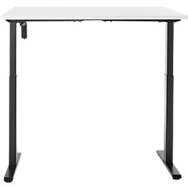 Schreibtisch, elektrisch höhenverstellbar, Rechteck, T-Fuß, B 1200 x T 800 x H 720-1200 mm, weiß/schwarz