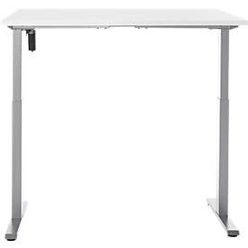Schreibtisch, elektrisch höhenverstellbar, Rechteck, T-Fuß, B 1200 x T 800 x H 720-1200 mm, weiß/silber