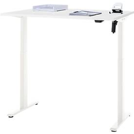 Schreibtisch, elektrisch höhenverstellbar, Rechteck, T-Fuß, B 1200 x T 800 x H 720-1200 mm, weiß/weiß