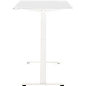 Schreibtisch, elektrisch höhenverstellbar, Rechteck, T-Fuß, B 1200 x T 800 x H 720-1200 mm, weiß/weiß