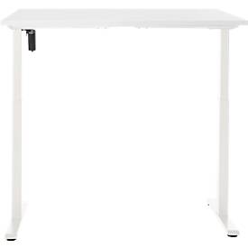 Schreibtisch, elektrisch höhenverstellbar, Rechteck, T-Fuß, B 1200 x T 800 x H 720-1200 mm, weiß/weiß