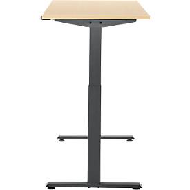 Schreibtisch, elektrisch höhenverstellbar, Rechteck, T-Fuß, B 1300 x T 650 x H 720-1200 mm, Ahorn-Dekor/schwarz