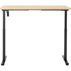 Schreibtisch, elektrisch höhenverstellbar, Rechteck, T-Fuß, B 1300 x T 650 x H 720-1200 mm, Ahorn-Dekor/schwarz