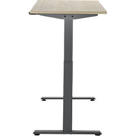 Schreibtisch, elektrisch höhenverstellbar, Rechteck, T-Fuß, B 1300 x T 650 x H 720-1200 mm, Eiche-Dekor/schwarz