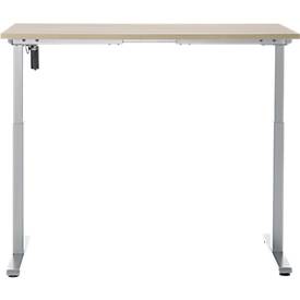 Schreibtisch, elektrisch höhenverstellbar, Rechteck, T-Fuß, B 1300 x T 650 x H 720-1200 mm, Eiche-Dekor/silber