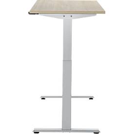 Schreibtisch, elektrisch höhenverstellbar, Rechteck, T-Fuß, B 1300 x T 650 x H 720-1200 mm, Eiche-Dekor/silber