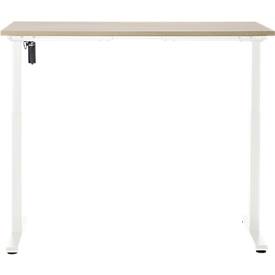 Schreibtisch, elektrisch höhenverstellbar, Rechteck, T-Fuß, B 1300 x T 650 x H 720-1200 mm, Eiche-Dekor/weiß