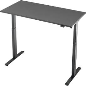 Schreibtisch, elektrisch höhenverstellbar, Rechteck, T-Fuß, B 1300 x T 650 x H 720-1200 mm, graphit/schwarz