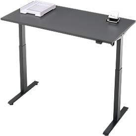 Schreibtisch, elektrisch höhenverstellbar, Rechteck, T-Fuß, B 1300 x T 650 x H 720-1200 mm, graphit/schwarz