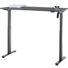 Schreibtisch, elektrisch höhenverstellbar, Rechteck, T-Fuß, B 1300 x T 650 x H 720-1200 mm, graphit/schwarz