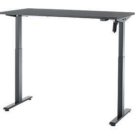 Schreibtisch, elektrisch höhenverstellbar, Rechteck, T-Fuß, B 1300 x T 650 x H 720-1200 mm, graphit/schwarz