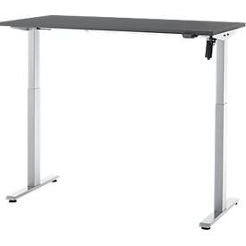 Schreibtisch, elektrisch höhenverstellbar, Rechteck, T-Fuß, B 1300 x T 650 x H 720-1200 mm, graphit/silber