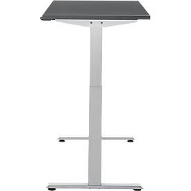 Schreibtisch, elektrisch höhenverstellbar, Rechteck, T-Fuß, B 1300 x T 650 x H 720-1200 mm, graphit/silber
