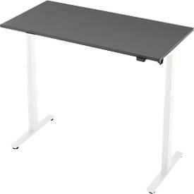 Schreibtisch, elektrisch höhenverstellbar, Rechteck, T-Fuß, B 1300 x T 650 x H 720-1200 mm, graphit/weiß