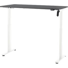 Schreibtisch, elektrisch höhenverstellbar, Rechteck, T-Fuß, B 1300 x T 650 x H 720-1200 mm, graphit/weiß
