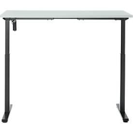 Schreibtisch, elektrisch höhenverstellbar, Rechteck, T-Fuß, B 1300 x T 650 x H 720-1200 mm, lichtgrau/schwarz