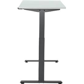 Schreibtisch, elektrisch höhenverstellbar, Rechteck, T-Fuß, B 1300 x T 650 x H 720-1200 mm, lichtgrau/schwarz