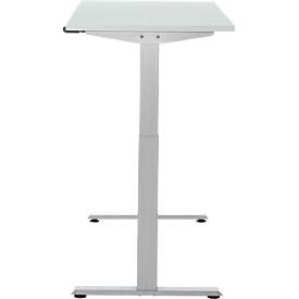 Schreibtisch, elektrisch höhenverstellbar, Rechteck, T-Fuß, B 1300 x T 650 x H 720-1200 mm, lichtgrau/silber