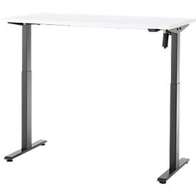 Schreibtisch, elektrisch höhenverstellbar, Rechteck, T-Fuß, B 1300 x T 650 x H 720-1200 mm, weiß/schwarz