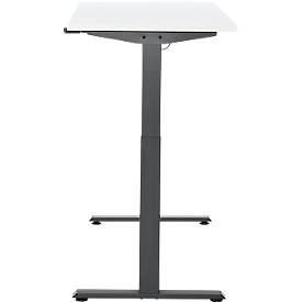 Schreibtisch, elektrisch höhenverstellbar, Rechteck, T-Fuß, B 1300 x T 650 x H 720-1200 mm, weiß/schwarz