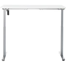 Schreibtisch, elektrisch höhenverstellbar, Rechteck, T-Fuß, B 1300 x T 650 x H 720-1200 mm, weiß/silber