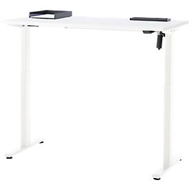 Schreibtisch, elektrisch höhenverstellbar, Rechteck, T-Fuß, B 1300 x T 650 x H 720-1200 mm, weiß/weiß