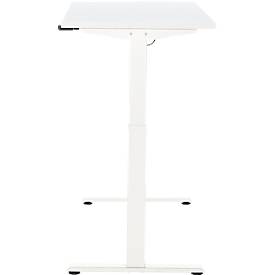 Schreibtisch, elektrisch höhenverstellbar, Rechteck, T-Fuß, B 1300 x T 650 x H 720-1200 mm, weiß/weiß