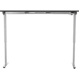 Schreibtisch, elektrisch höhenverstellbar, Rechteck, T-Fuß, B 1600 mm, graphit/weißalu + Schublade & Kabelspirale