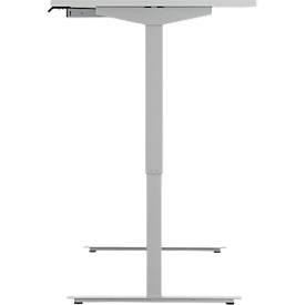 Schreibtisch, elektrisch höhenverstellbar, Rechteck, T-Fuß, B 1600 mm, lichtgrau/weißalu + Schublade & Kabelspirale