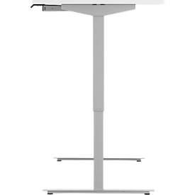 Schreibtisch, elektrisch höhenverstellbar, Rechteck, T-Fuß, B 1600 mm, weiß/weißalu + Schublade & Kabelspirale