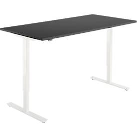 Schreibtisch, elektrisch höhenverstellbar, Rechteck, T-Fuß, B 1600 x T 800 x H 705-1205 mm, graphit/cremeweiß